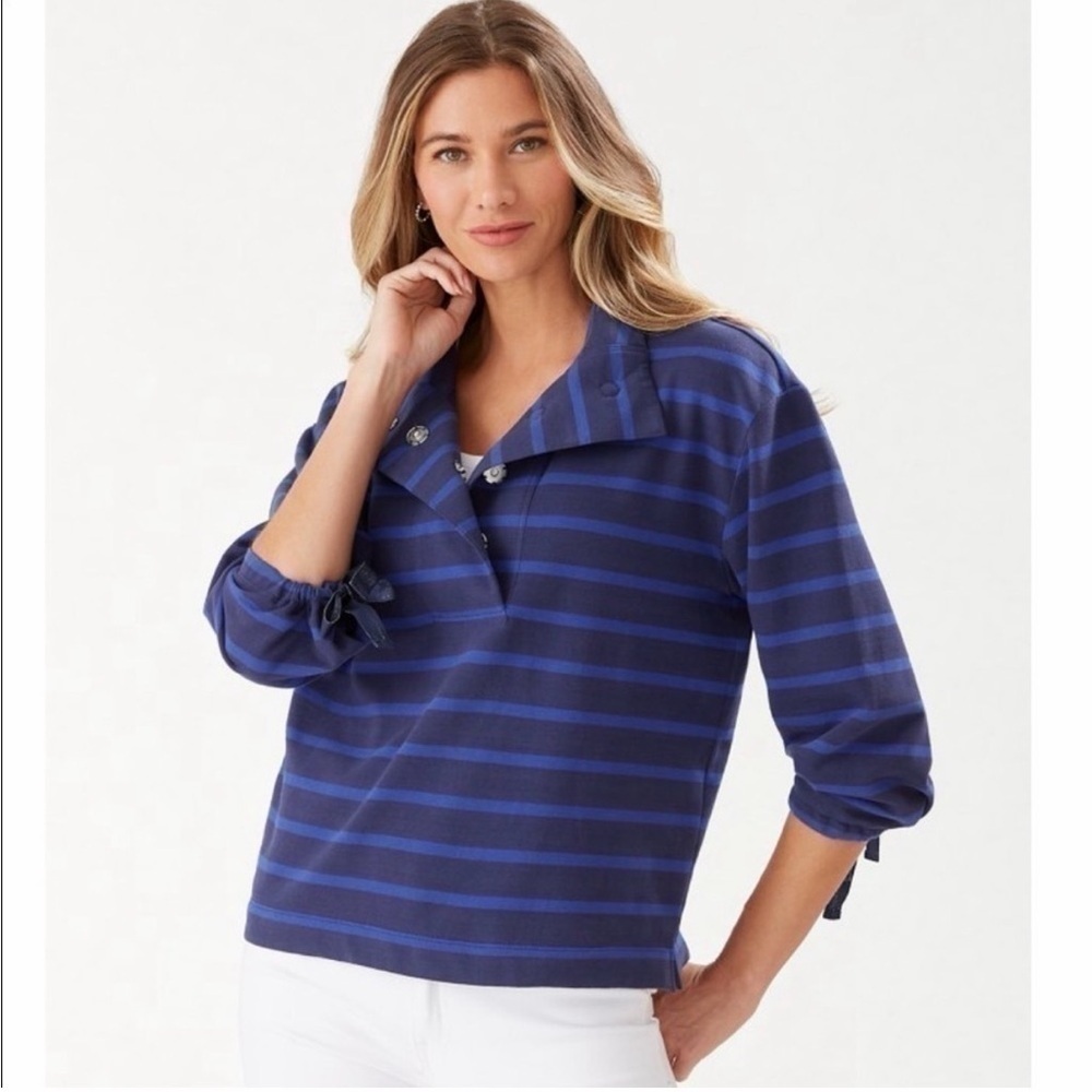 Tommy Bahama Montego Bay Half Snap Striped Sweatshirt Size Small